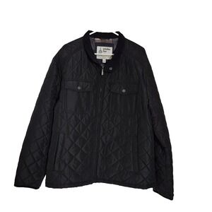 London Fog Jacket Mens 2XL Black Quilted Heritage Full Zip Corduroy Collar‎